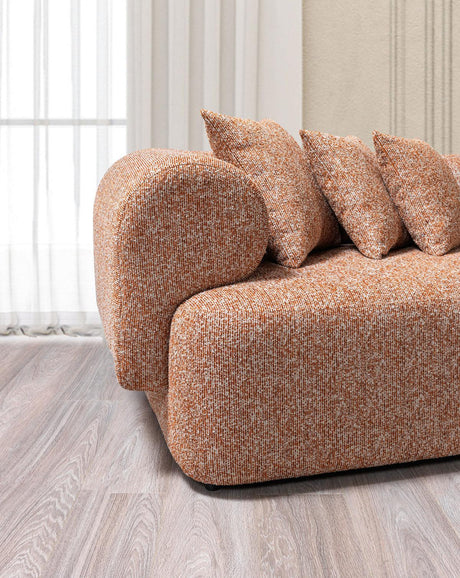 Esmeralda Orange Boucle 3-Piece Curved Sectional - Ella Furniture