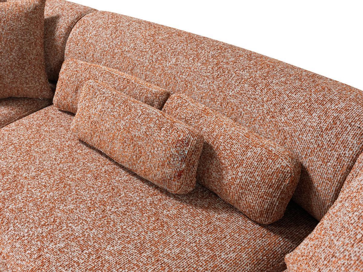 Esmeralda Orange Boucle 3-Piece Curved Sectional - Ella Furniture