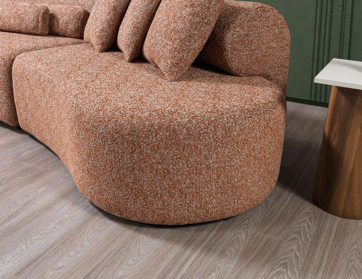 Esmeralda Orange Boucle 3-Piece Curved Sectional - Ella Furniture