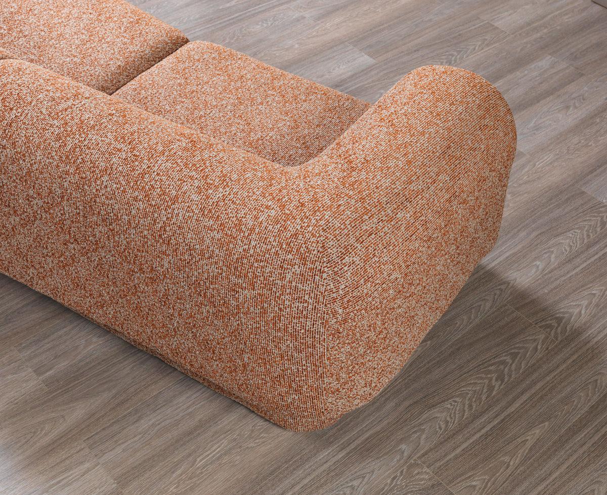 Esmeralda Orange Boucle 3-Piece Curved Sectional - Ella Furniture