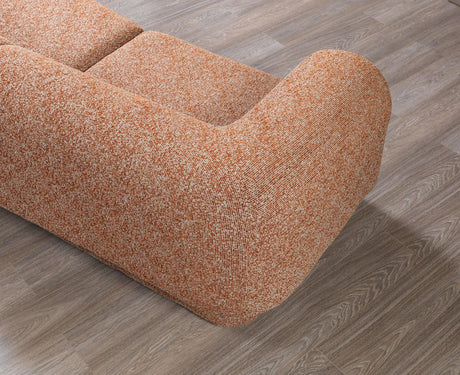 Esmeralda Orange Boucle 3-Piece Curved Sectional - Ella Furniture