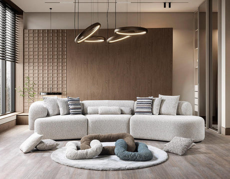 Esmeralda Stone Boucle 3-Piece Curved Sectional - Ella Furniture