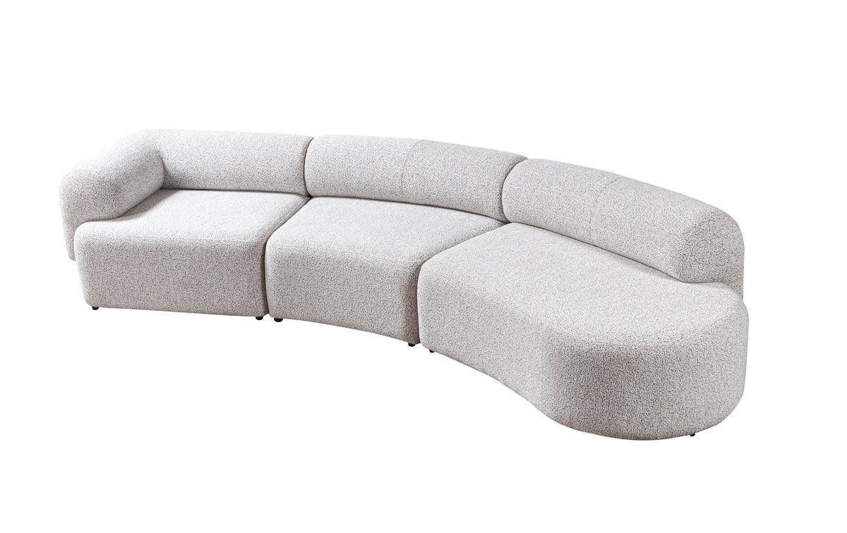 Esmeralda Stone Boucle 3-Piece Curved Sectional - Ella Furniture