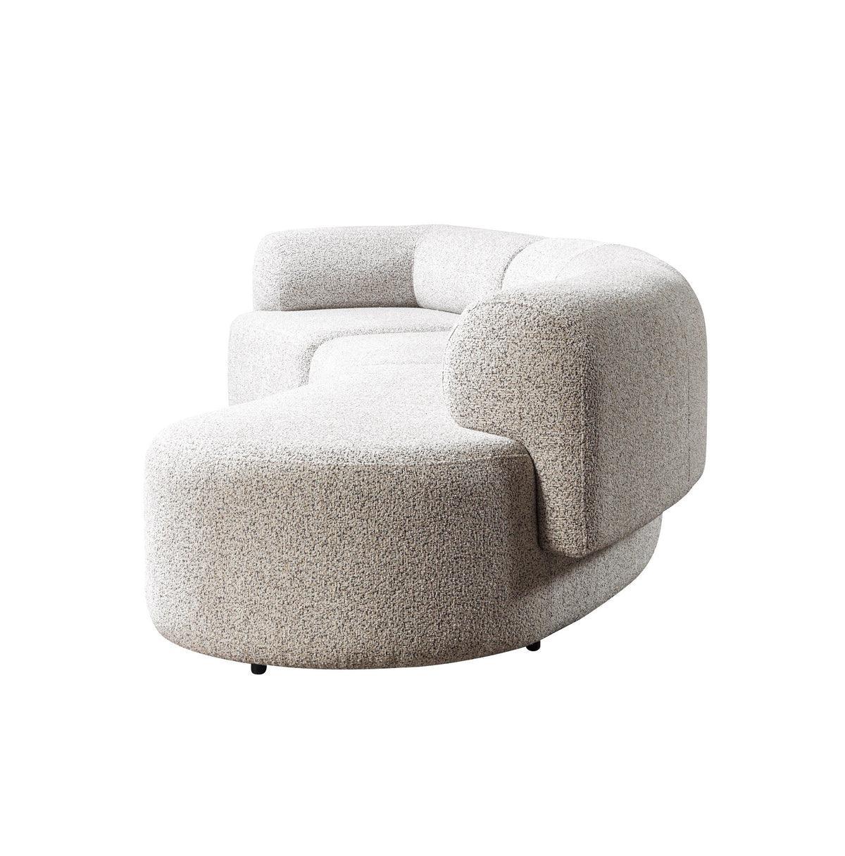 Esmeralda Stone Boucle 3-Piece Curved Sectional - Ella Furniture