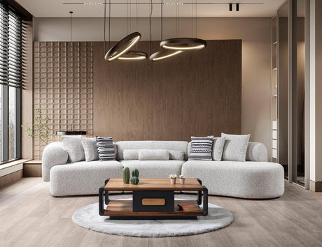 Esmeralda Stone Boucle 3-Piece Curved Sectional - Ella Furniture