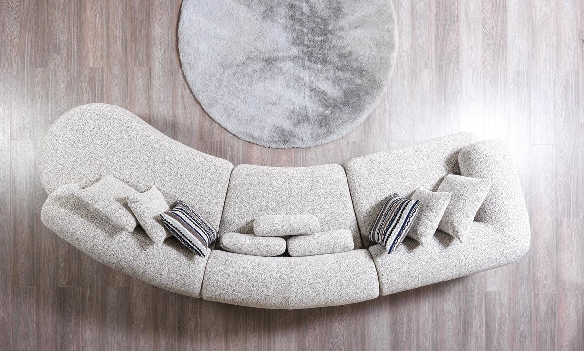 Esmeralda Stone Boucle 3-Piece Curved Sectional - Ella Furniture