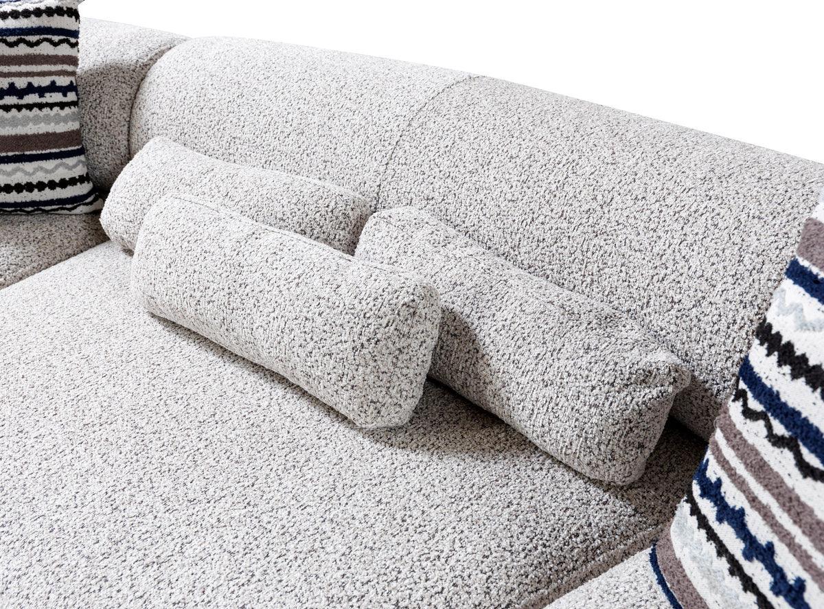 Esmeralda Stone Boucle 3-Piece Curved Sectional - Ella Furniture