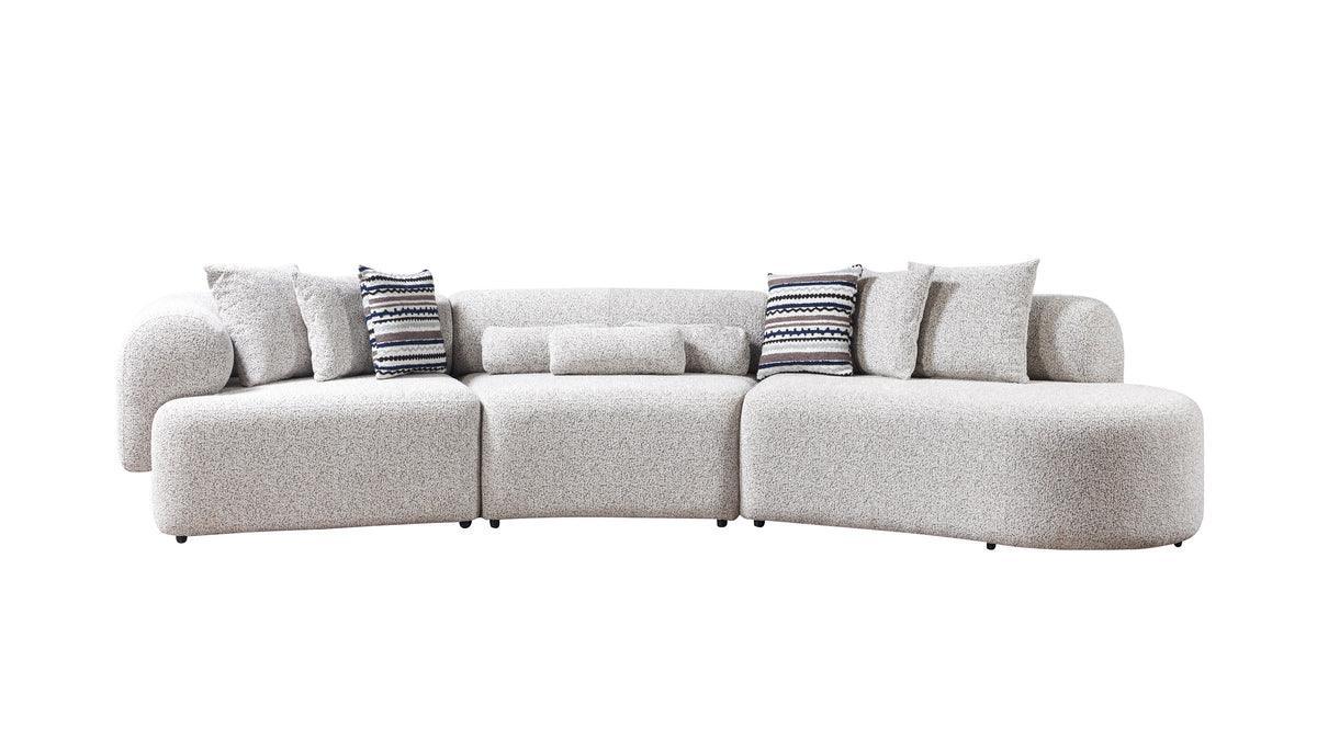 Esmeralda Stone Boucle 3-Piece Curved Sectional - Ella Furniture