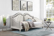 Evangeline Evangeline Upholstered Twin Daybed With Faux Diamond Trim Silver And Ivory 360121 - Ella Furniture