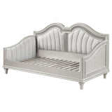 Evangeline Evangeline Upholstered Twin Daybed With Faux Diamond Trim Silver And Ivory 360121 - Ella Furniture