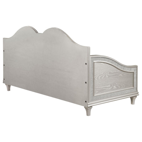 Evangeline Evangeline Upholstered Twin Daybed With Faux Diamond Trim Silver And Ivory 360121 - Ella Furniture