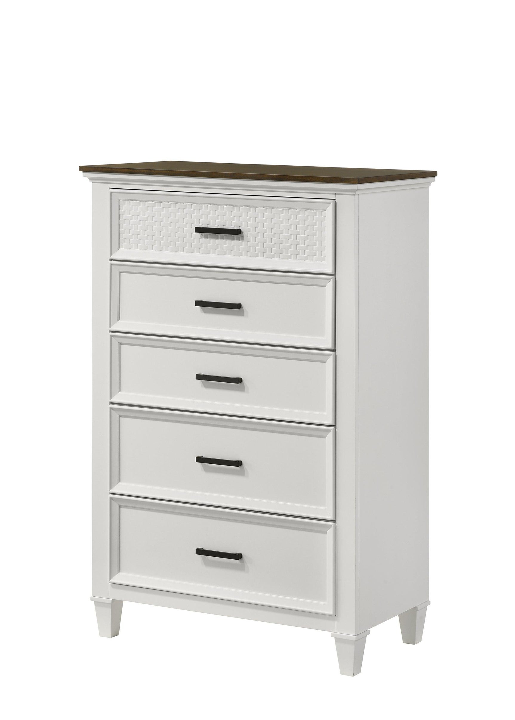 Everdeen Nutmeg/White Modern Contemporary Solid Wood 2-Drawers Nightstand - Ella Furniture