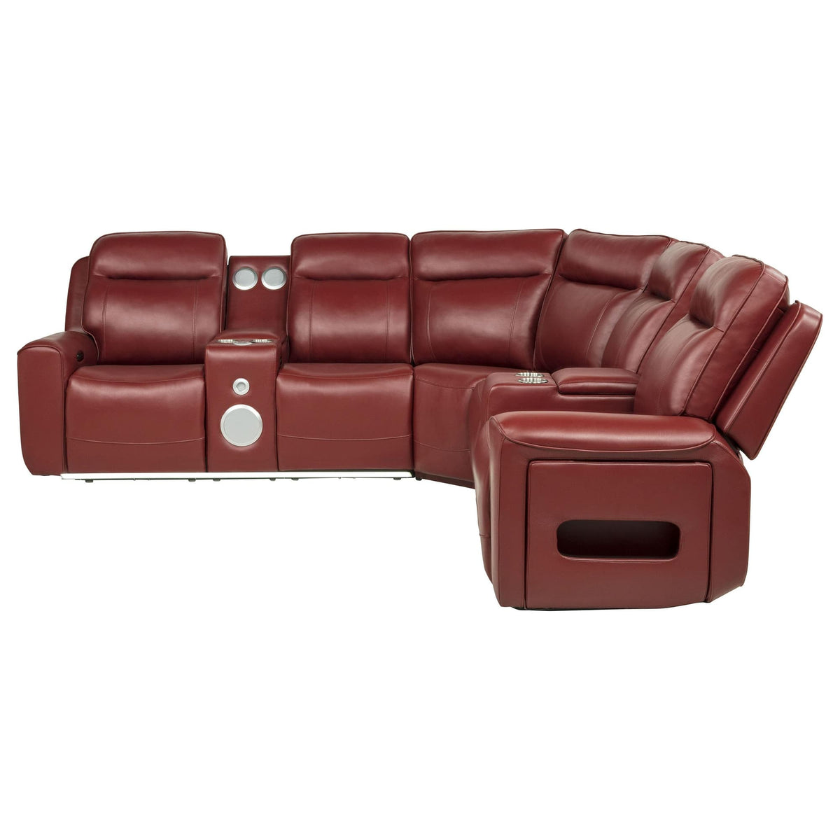 Rojas 3-Piece Dual Power Reclining L-Shaped Sectional with Bluetooth Red — product image 4