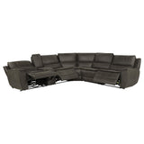 Marcell 6-Piece L-Shaped Power Reclining Sectional with Console Grey — product image 4