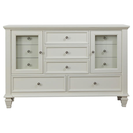 Sandy Beach White Queen Panel Bed Bedroom Set with Dresser, Mirror, NightStand, and Chest — product image 25