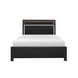 Bellante Black Modern Contemporary Solid Wood And Veneers Bookcase Storage LED Bedroom Set - Ella Furniture