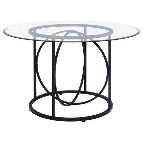 Levy 48-inch Round Glass Top Dining Table Matte Black — product view