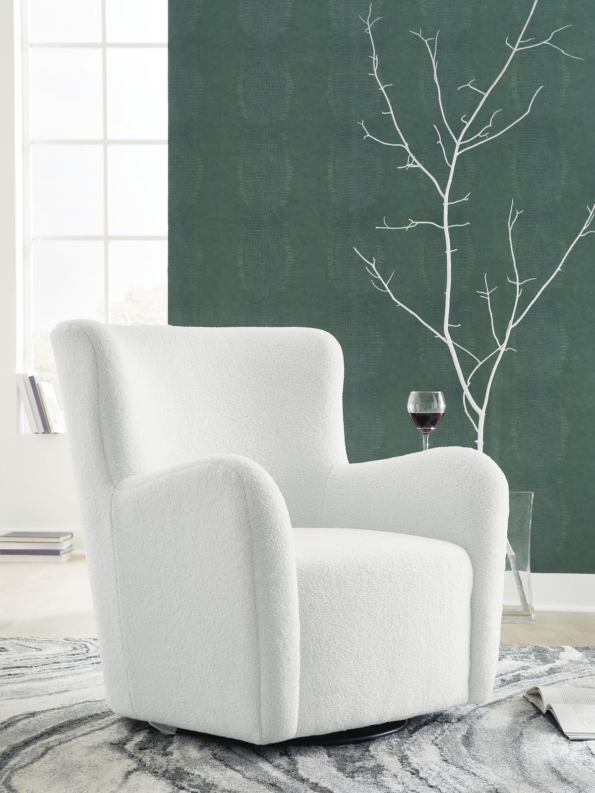 Rowenburg Cream Swivel Glider Accent Chair — product view