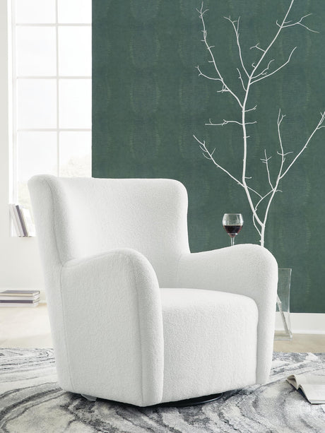 Rowenburg Cream Swivel Glider Accent Chair — product view