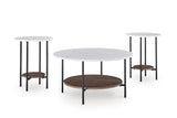 Brown, Black and White Coffee Table with Two End Tables — product image 3