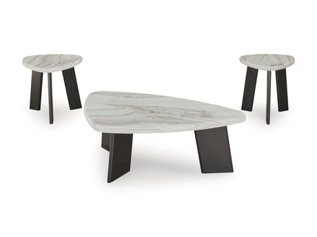Black Faux Carrara Marble 3-Piece Coffee Table Set — product image 2