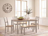 Harperfeld Natural/Gray Dining Table and 4 Chairs and Bench (Set of 6) — product view