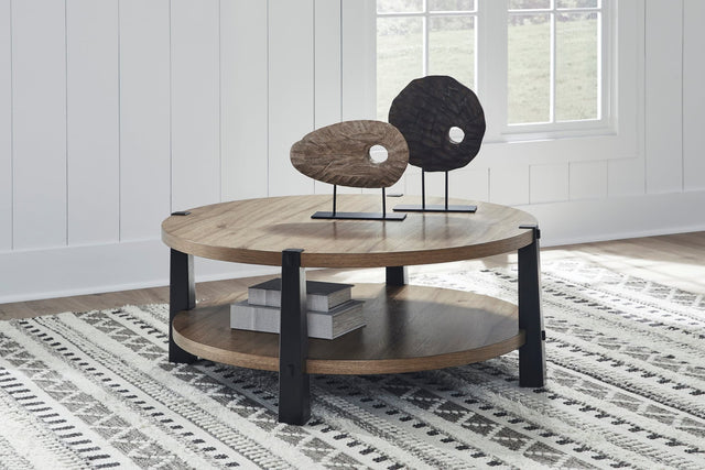 Light Brown and Black 45.5-Inch Coffee Table — product view