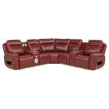 Rojas 3-Piece Dual Power Reclining L-Shaped Sectional with Bluetooth Red — product view