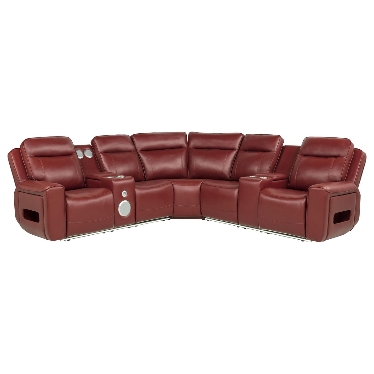 Rojas 3-Piece Dual Power Reclining L-Shaped Sectional with Bluetooth Red — product view