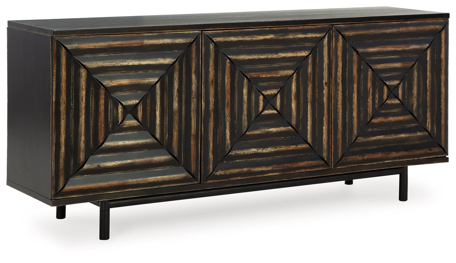 Fair Ridge Distressed Black Accent Cabinet - Ella Furniture