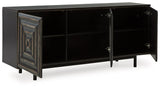 Fair Ridge Distressed Black Accent Cabinet - Ella Furniture
