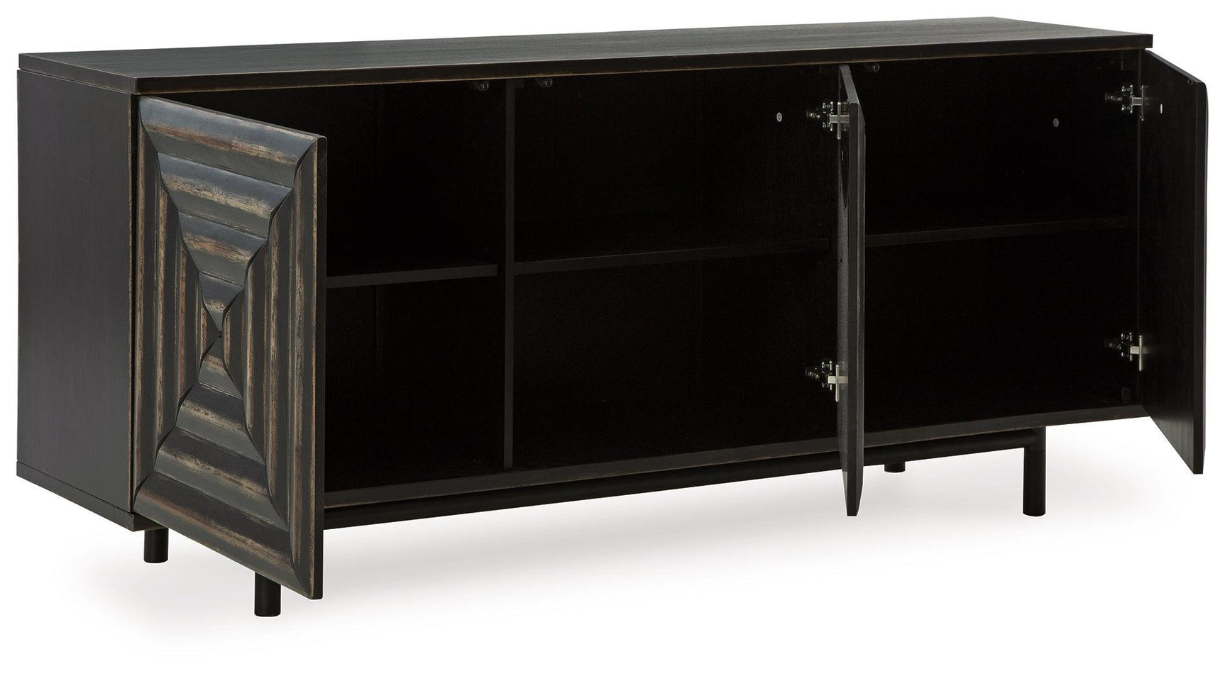 Fair Ridge Distressed Black Accent Cabinet - Ella Furniture