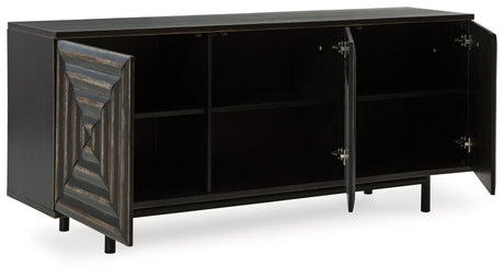 Fair Ridge Distressed Black Accent Cabinet - Ella Furniture