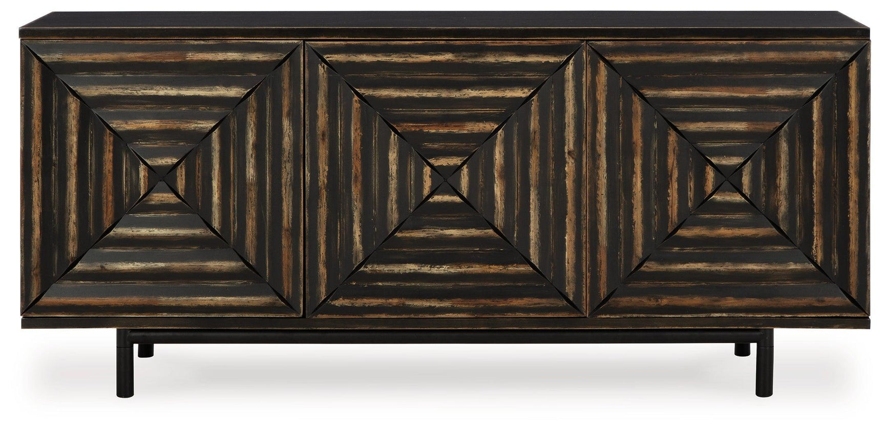 Fair Ridge Distressed Black Accent Cabinet - Ella Furniture