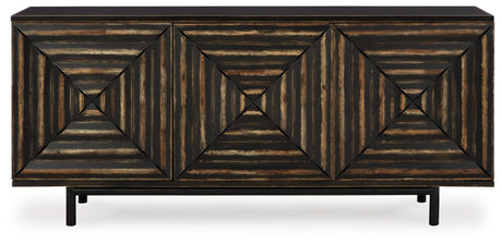 Fair Ridge Distressed Black Accent Cabinet - Ella Furniture