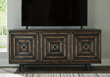 Fair Ridge Distressed Black Accent Cabinet - Ella Furniture