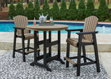 Fairen Black/driftwood Trail Outdoor Bar Table And 2 Barstools - Ella Furniture