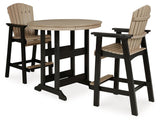 Fairen Black/driftwood Trail Outdoor Bar Table And 2 Barstools - Ella Furniture