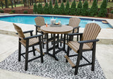 Fairen Black/driftwood Trail Outdoor Bar Table And 4 Barstools - Ella Furniture