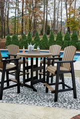 Fairen Black/driftwood Trail Outdoor Bar Table And 4 Barstools - Ella Furniture