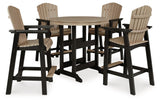 Fairen Black/driftwood Trail Outdoor Bar Table And 4 Barstools - Ella Furniture