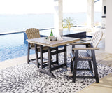 Fairen Black/driftwood Trail Outdoor Counter Height Dining Table And 2 Barstools - Ella Furniture