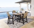 Fairen Black/driftwood Trail Outdoor Counter Height Dining Table And 4 Barstools - Ella Furniture