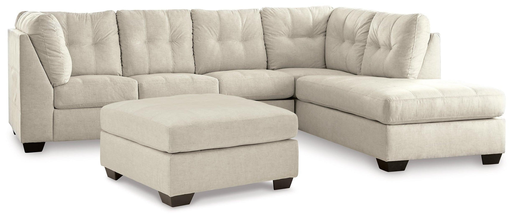 Falkirk Parchment 2-Piece Sectional With Ottoman - Ella Furniture