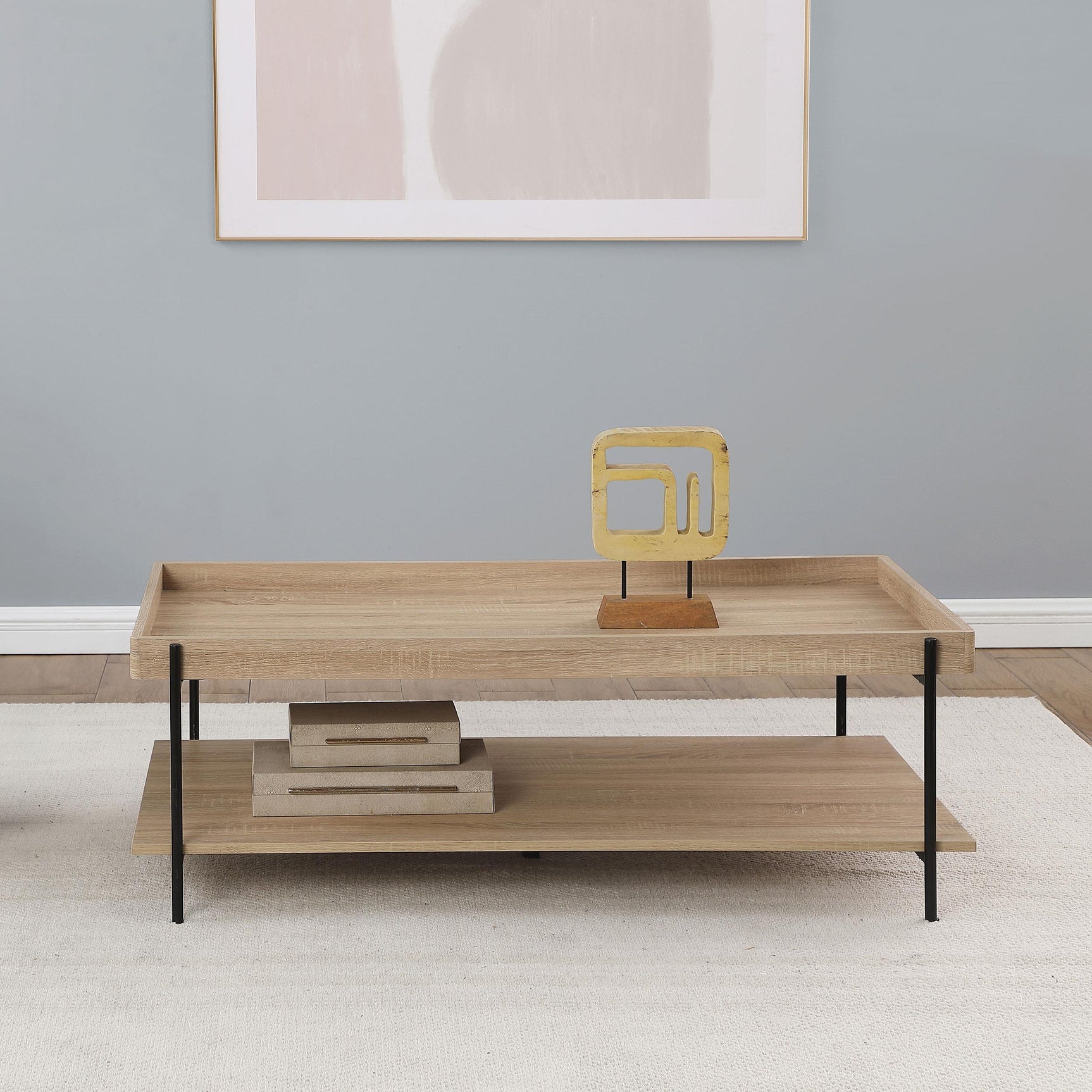 Fallon Rectangular Engineered Wood Coffee Table Light Brown 710308 - Ella Furniture