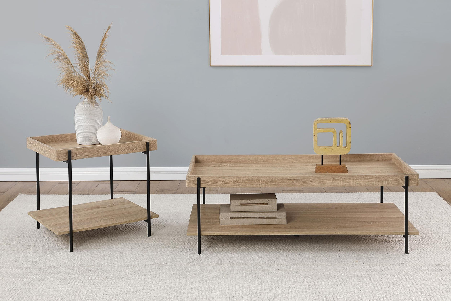 Fallon Rectangular Engineered Wood Coffee Table Light Brown 710308 - Ella Furniture