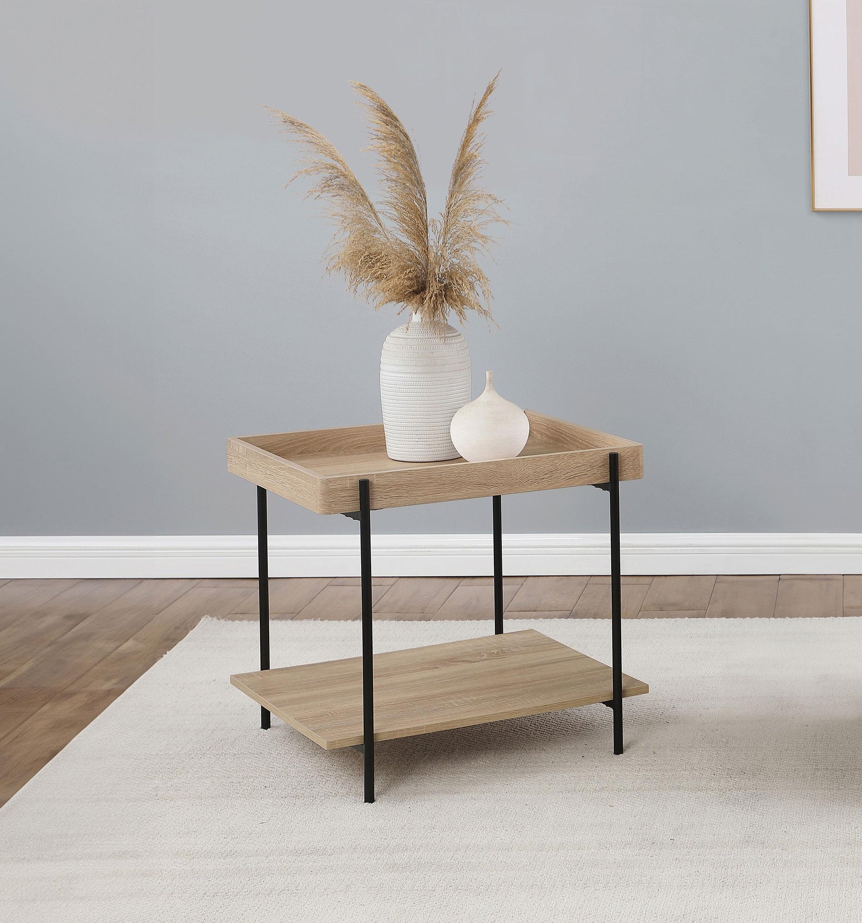 Fallon Square Engineered Wood End Table Light Brown 710307 - Ella Furniture