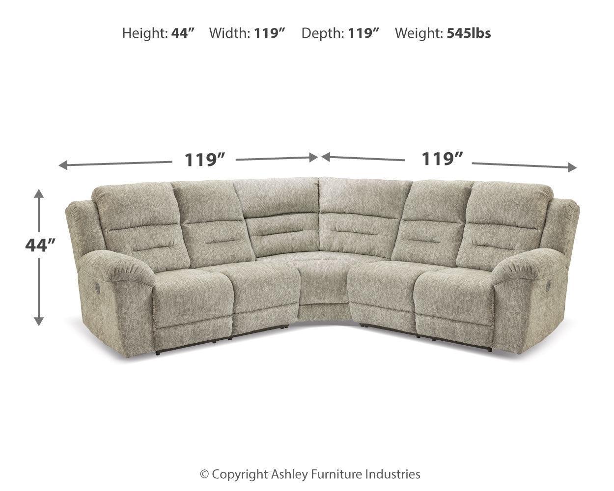 Family Den Pewter Chenille 3-Piece Power Reclining Sectional 51802S4 - Ella Furniture