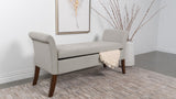 Farrah Upholstered Rolled Arms Storage Bench Beige And Brown 910238 - Ella Furniture