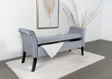Farrah Upholstered Rolled Arms Storage Bench Silver And Black 910239 - Ella Furniture